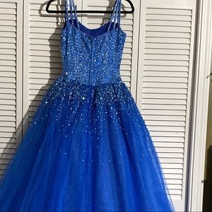 Royal blue beaded prom or ball dress